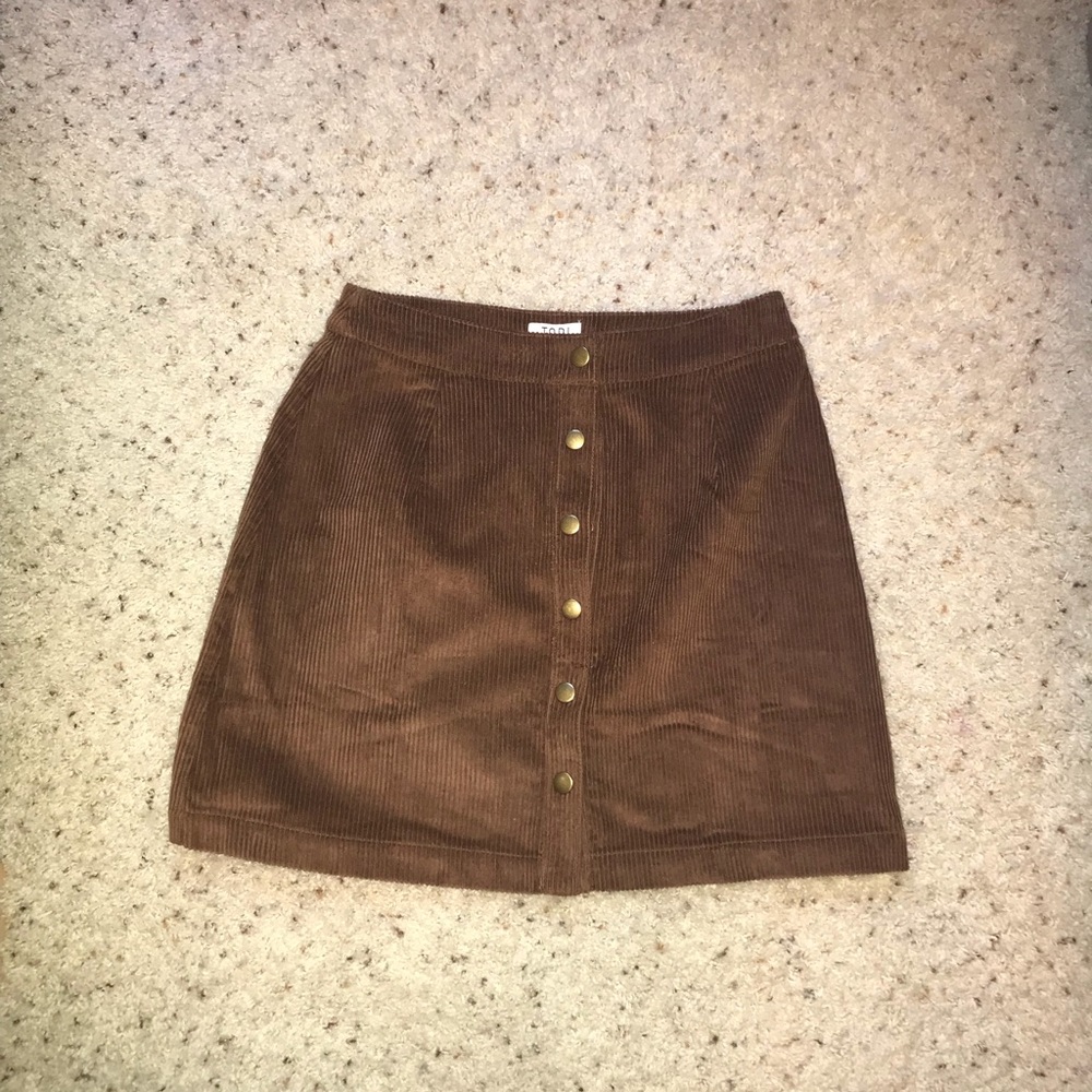 Tobi camel corduroy skirt